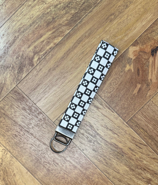 Checkered Flower Key Fob